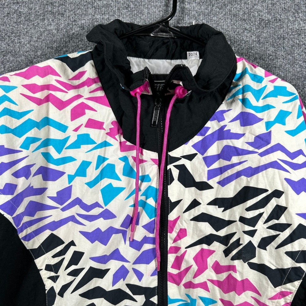Skitique Jacket Womens Size M Multicolor Geometric Abstract Vintage Windbreaker